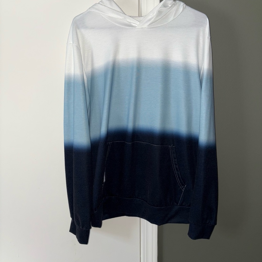 Gradient Blue and White Men's Hoodie